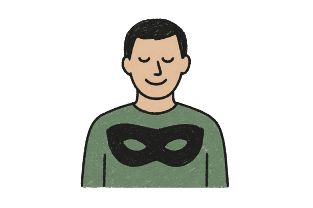 Illustration showing the contrast between external appearance and internal struggle - a person looking composed on the outside while dealing with internal exhaustion